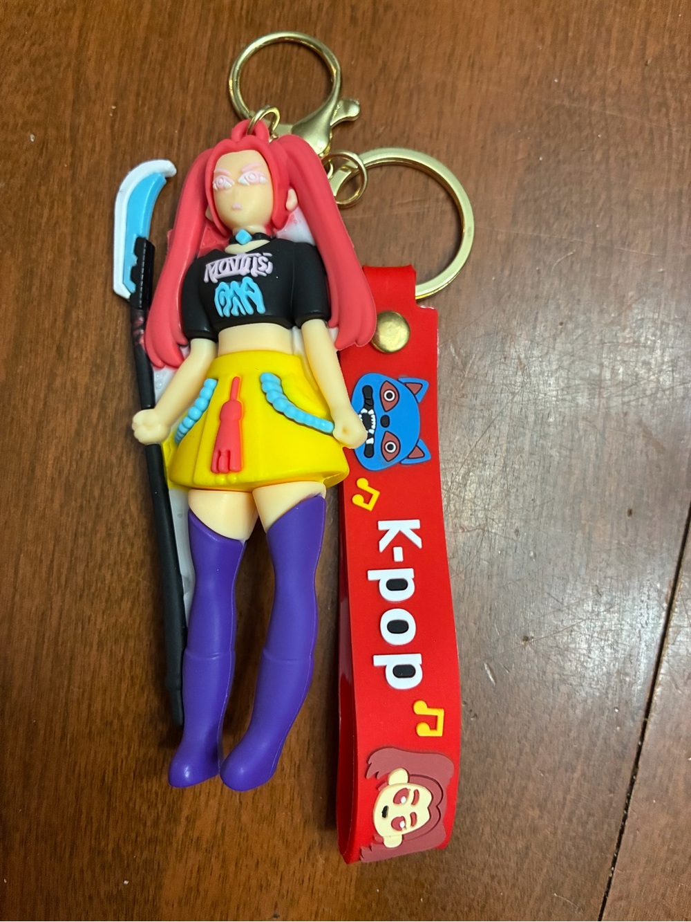K-pop Character Key & Card Holder — Red, Yellow & Purple